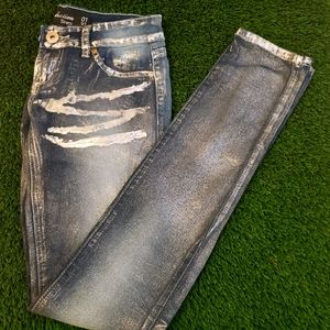 Metallic Distressed Style Jeans (Women's Size 1)